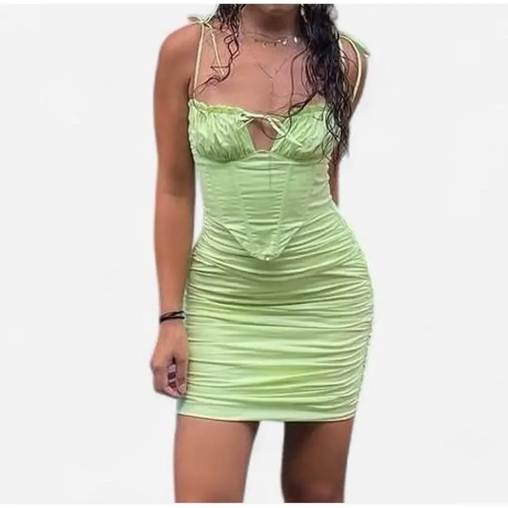 mini green corset dress Karina Sequin Corset Bodycon Mini Dress